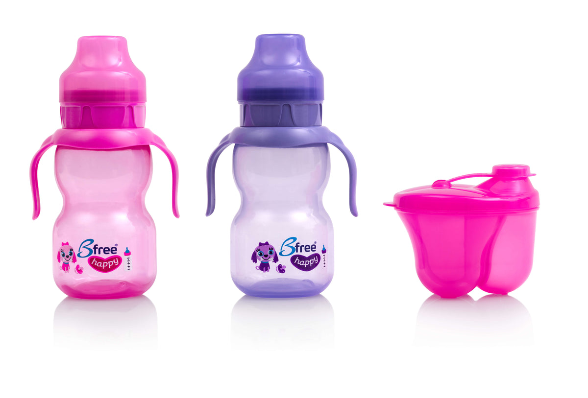 מארז 2 כוסות sippi + מחלק מנות ורוד